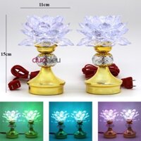 Bộ 2 đèn thờ cúng hoa sen đổi 7 màu TC1, đèn để bàn thờ, đèn hoa sen | Đức Hiếu Shop
