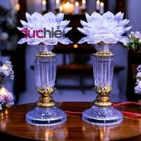 Bộ 2 đèn thờ cúng hoa sen đổi nhiều màu loại cao – Đức Hiếu Shop