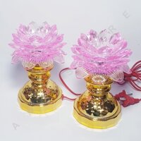 Bộ 2 đèn thờ cúng hoa sen đổi màu , đèn để bàn thờ, đèn hoa sen, đèn bàn thờ phật - 05