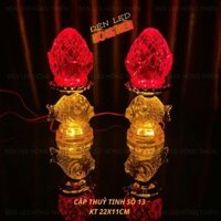 Bộ 2 Đèn Thuỷ Tinh Led Số 13-Số 14 Để bàn Thờ Phật  Đèn Thờ Cúng Cao 22cm