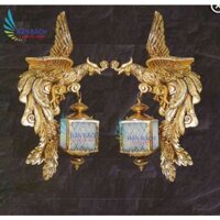 Bộ 2 đèn treo tường ngoài trời,đèn gắn cột cổng,đèn vách tường,đèn vách giả cổ