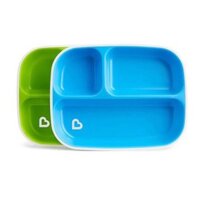 Bộ 2 Đĩa Chia Ngăn Chống Trượt Munchkin (Xanh Lá - Xanh Lơ)