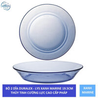 Bộ 2 dĩa D3007B Duralex - Lys Xanh Marine 19.5cm Thủy tinh cường lực cao cấp Pháp