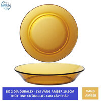 Bộ 2 dĩa D3007D Duralex - Lys Vàng Amber 19.5 cm Thủy tinh cường lực cao cấp Pháp