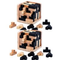 Bộ 2 Đồ Chơi Khối Gỗ Xếp Hình Thông Minh 54t