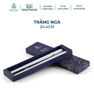 Bộ 2 đôi Đũa sứ dưỡng sinh Minh Long 24.4 cm - Trắng ngà
