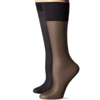 Bộ 2 đôi vớ da Đen nữ Jones New York Women's Mesh and Solid 20 Denier Trouser Socks (Mỹ)