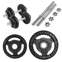 Bộ 2 đòn tay 35cm+ 12kg tạ gang tập gym tại nhà