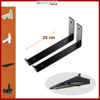 Bộ 2 giá đỡ chữ L pas mặt dưới 25 cm, ke bàn treo tường bằng thép phủ sơn tĩnh điện, kèm phụ kiện vít tắc kê - Hàng chính hãng