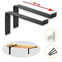 Bộ 2 giá đỡ chữ L, Pat L mặt trên 30cm (tấm gỗ 28.5cm), bằng thép phủ sơn tĩnh điện, kèm phụ kiện vít tắc kê