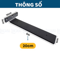 Bộ 2 giá đỡ kệ chữ T dày 5mm, pát sắt đỡ kệ gỗ, ke treo tủ tường, decor trang trí Zaba 20cm