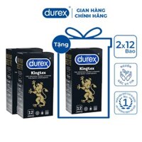 Bộ 2 hộp Bao cao su Durex Kingtex 12s + Tặng 1 hộp cùng loại