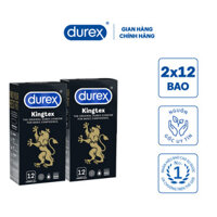 Bộ 2 hộp bao cao su Durex Kingtex 12s hộp 12 bao