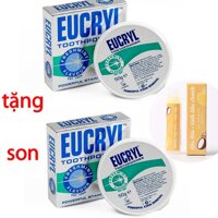 Bộ 2 hộp Bột tẩy trắng răng Eucryl 50g từ Anh Quốc TẶNG SON MÔI Lip Balm