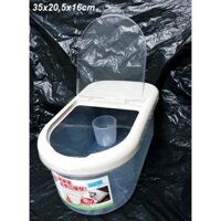 bộ 2 hộp nhựa đựng đồ, thùng đựng gạo 5kg gạo, nắp lật mở của Nhật 35x20,5x16cm H6235x2