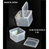 Bộ 2 hộp nhựa đựng thức ăn của Nhật, 1L3, nắp mở đứng vuông góc tiện lợi. 13,8×13,8cm cao 10,8cm. H210x2