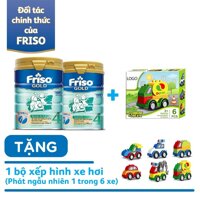 Bộ 2 hộp sữa bột Friso Gold 4 900g tặng 1 bộ đồ chơi xe lắp ghép sáng tạo cho bé