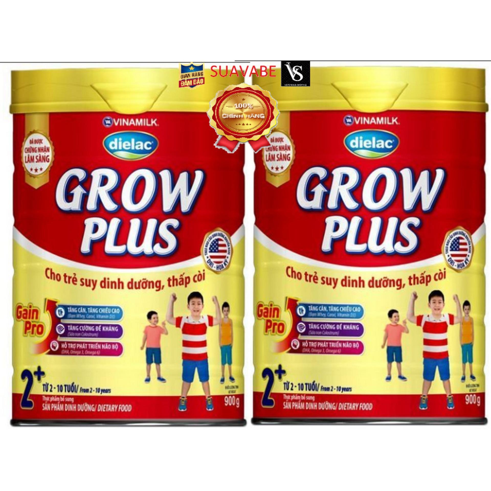 Bộ 2 sữa bột Vinamilk Dielac Grow Plus 2+ - 900g (dành cho trẻ từ 2 - 10 tuổi)