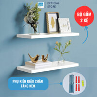 Bộ 2 Kệ Gỗ Thanh Ngang Rộng 20cm, Dày 25mm Màu Trắng Thương hiệu SIB Decor KT005