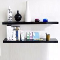 Bộ 2 kệ gỗ treo tường thanh ngang 80cm sâu 15cm (Đen) Gỗ lõi xanh chống ẩm cao cấp, kèm phụ kiện lắp đặt.