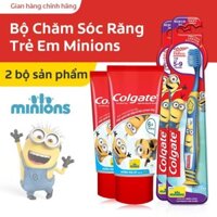 Bộ 2 kem đánh răng 80g/hộp và 2 bàn chải đánh răng trẻ em Minions kèm quà tặng