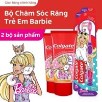 Bộ 2 kem đánh răng 80g/hộp và 2 bàn chải đánh răng trẻ em Barbie kèm quà tặng