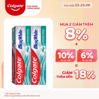 Bộ 2 Kem đánh răng Colgate MaxWhite tinh thể the mát, làm trắng răng trong 2 tuần 137g tuýp