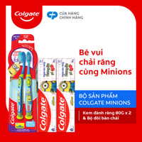 Bộ 2 Kem đánh răng Colgate Minion 80g và 2 bàn chải Colgate Minion cho trẻ em