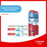 Bộ 2 kem đánh răng làm trắng Colgate thiên nhiên từ tảo biển & muối tinh khiết 180g và 2 bàn chải đánh răng Colgate SlimSoft Flex Clean mềm mảnh sạch toàn diện LazadaMall