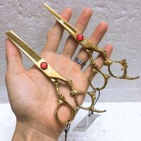 Bộ 2 Kéo Cắt Tỉa Tóc Cao Cấp Nhật Bản Kèm Bao Kéo Da Cao Cấp VÀ 2 Lược Cắt Tóc Tony & Guy KASHO-VQ2 (Ảnh Chụp Iphone)