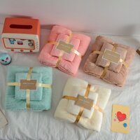 Bộ 2 khăn tắm khổ lớn cao cấp Living C, khăn tắm lông cừu lông mềm thấm hút tốt không xù rụng lông L
