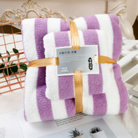 Bộ 2 khăn tắm khổ lớn microfiber KOSKO kích thước 70x140cm và 35x75cm siêu thấm hút không rụng lông - Tím hồng - 1 khăn 70x140 cm