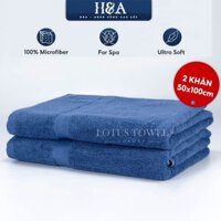 Bộ 2 khăn tắm nhỡ 50x100cm, 100% Cotton Mềm Mịn Thấm Hút Không Ra Màu