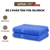 Bộ 2 Khăn Tắm Nhỡ 50x100cm Lotus , 100% Cotton Mềm Mịn Thấm Hút Không Ra Màu