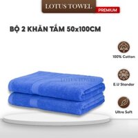 Bộ 2 khăn tắm nhỡ Lotus 50x100cm, 100% Cotton Mềm Mịn Thấm Hút Không Ra Màu