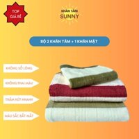 Bộ 2 khăn tắm tặng 1 khăn mặt lông cừu SUNNY cao cấp siêu mềm mịn, thấm hút cỡ 50x100cm