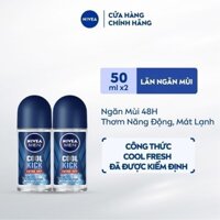Bộ 2 Lăn Ngăn Mùi NIVEA MEN Cool Kick Mát Lạnh - Thơm Năng Động (50 ml) - 82886