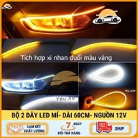 Bộ 2 Led Dây Đèn Mí Ô Tô Tích Hợp Xi Nhan Đuổi 60cm Silicon Chống Nước