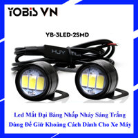 Bộ 2 Led Mắt Đại Bàng, Demi Cúc Áo Sáng Cảnh Báo Nhấp Nháy Trắng, Giữ Khoảng Cách Xe Máy