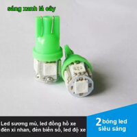 Bộ 2 Led Sương mù Led Đồng hồ Led biển số chân T10 - Màu xanh lá