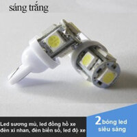 Bộ 2 Led Sương mù Led Đồng hồ Led biển số chân T10 - Màu trắng