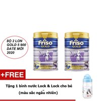 Bộ 2 lon sữa bột Friso Gold 5 900g + Tặng 1 bình nước Lock&Lock cho bé trị giá 120.000 VND (màu sắc ngẫu nhiên)