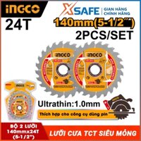 Bộ 2 lưỡi cưa TCT siêu mỏng 140mmx24T 5-1/2" INGCO TSB1403, thích hợp cho máy CSLI1402