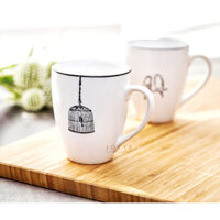 Bộ 2 ly sứ - Combo 2 ly sứ có quai họa tiết đàn chim (200ml) | BST Bird