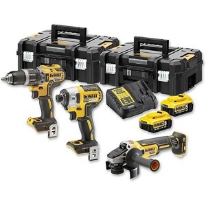 Bộ 2 máy khoan 1 máy mài góc máy vặn vít dùng pin 20V DEWALT DCK384P2T