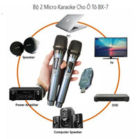 Bộ 2 Micro Karaoke Cho Ô Tô Bx7 Cao Cấp - Micro Đa Năng Cho Xe Hơi Hát Karaoke Cực Hay Chống Hú Tốt Bắt Sóng Khỏe Độ Nhạy Cao Kết Nối Đa Dạng Với TiVi Loa bluetooth Laptop Smartphone Ô Tô Mixer Amply
