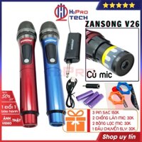 Bộ 2 Micro Không Dây, Mic Hát Karaoke Zansong V26 Cao Cấp, Âm Thanh Tốt,Hút Âm Mạnh Mẽ,Pin Sạc (Bộ Quà 240K)-H2Pro Tech