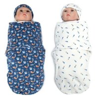 Bộ 2 Miếng Sơ Sinh Quấn Quấn Cotton Bé Nhận Chăn Chăn Chăn Ga Gối Hoạt Hình Dễ Thương Cho Trẻ Sơ Sinh Túi Ngủ Cho 0-6 Tháng