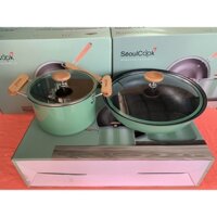 Bộ 2 món nồi chảo cao cấp Seoulcook Luxury, nồi 20cm + chảo sâu lòng 32cm  Hàn Quốc – Hàng chính hãng