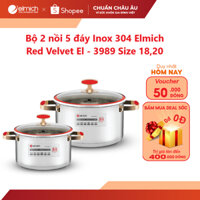 Bộ 2 nồi 5 đáy Inox 304 Elmich Red Velvet El - 3989 Size 18,20